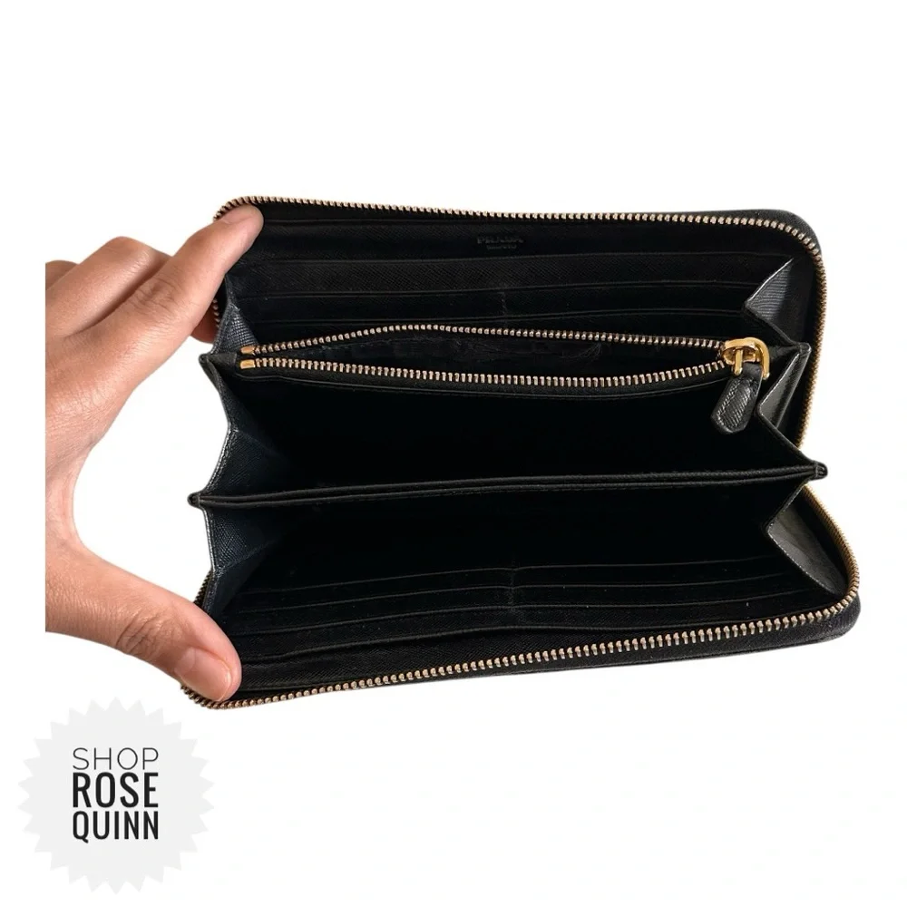 PRADA | Black Continental Zipper Wallet - Picture 8 of 14
